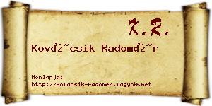 Kovácsik Radomér névjegykártya